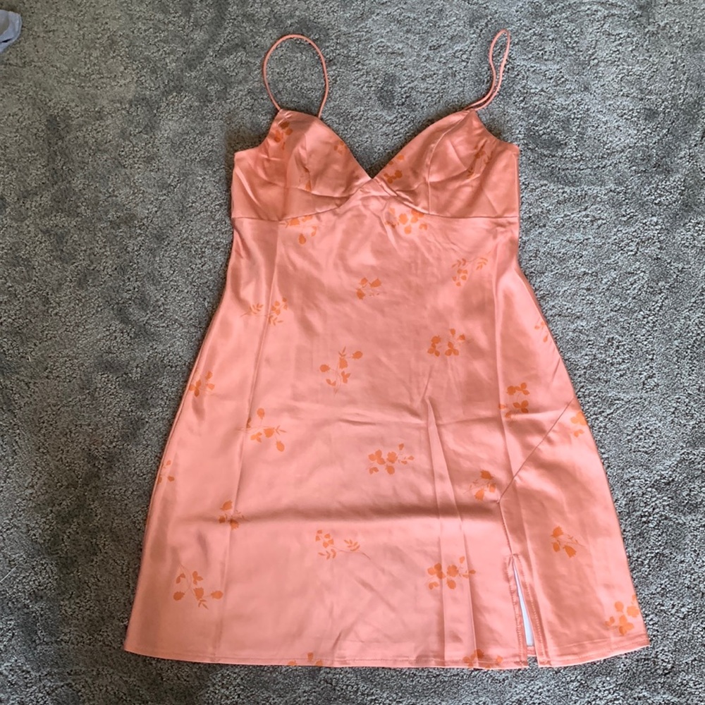 Pink satin slip dress!